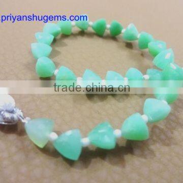 Chrysoprase Faceted 6*6 mm Trillion Shape Briolette Beads AAA Grade straight drilled 6" strand length natural loose gemstones