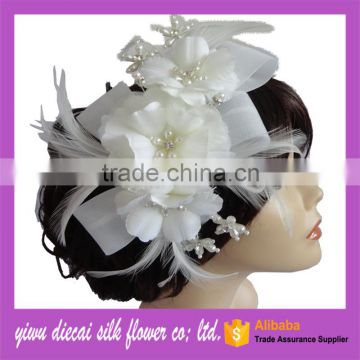 custom-made ivory feather flower with comb bridal flower