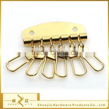 Wholesale high quality gold metal wallet key chain with 6 hooks key holders