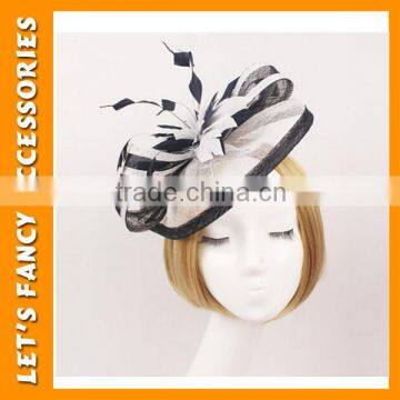 PGHD0652 Bridal design satin flower headband with veil fascinator hair decoration