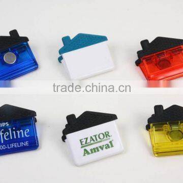 Plastic home house shape magnetic clip, Plastic power clip, Promotional magnetic power clip, PTMC023