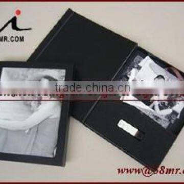 Leather USB Boxes with Photo Frame Leatherette USB Box with Photo Box,USB Box,USB Gift Box,Paper USB Box