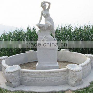 Woman garden stone water fountain hand carved marble stone sculpture from Vietnam