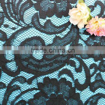 Black flowers cotton nylon lace fabric embroidery african voile lace cord lace fabric