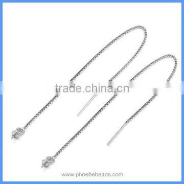Wholesale 11.5cm Long Line White Gold Plated 925 Sterling Silver Earring Wire Findings For DIY Jewelry SEA-EW001