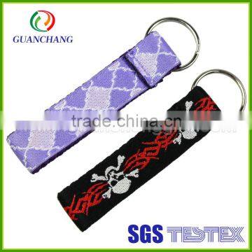 China manufacture supply hot novelty promotion cheap items embroidered woven short lanyard with keyring for keys wholesales