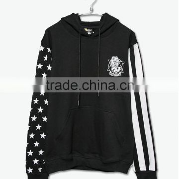 custom fashion mens black white striped hoodie