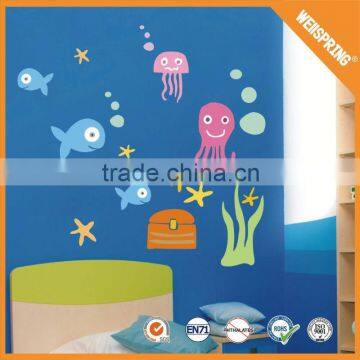 Promotional gift wholesale custom size 3d fish wall stickers home decor