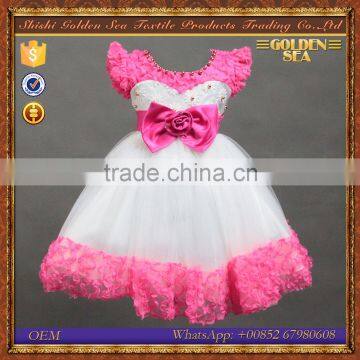 New model rose red big bow fashion kids party wear girl dress