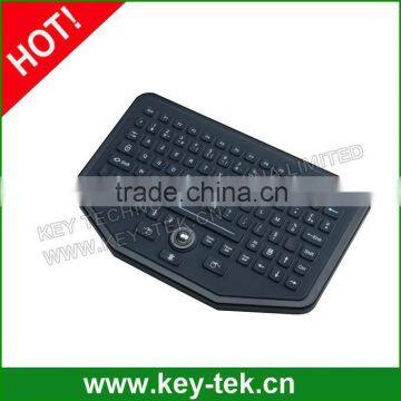 IP68 Ruggedized Sealed Silicone Industrial Military Keyboard With Optical Trackball