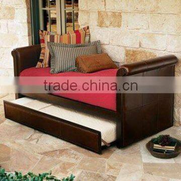 Scroll Leather Daybed with Trundle