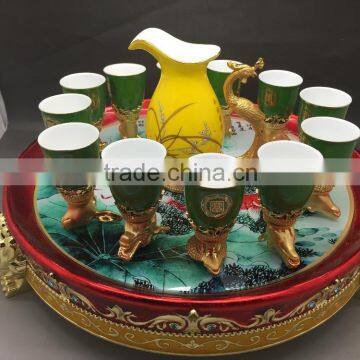 China manufacturing high quality ceramic wine cup,12 Animal Zodiac Wine Cup with 24K Gold-plated