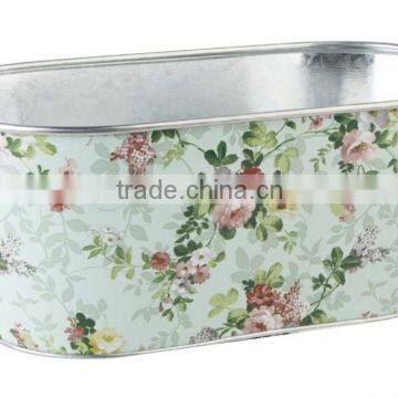 printed zinc flower pots