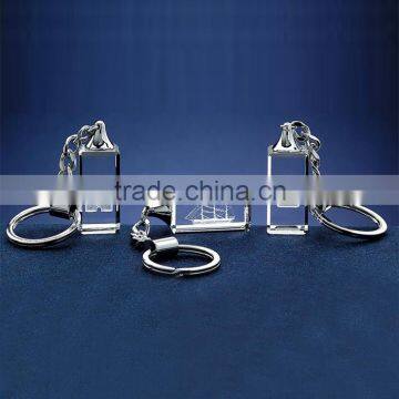 Hot sale new design crystal glass LED keychain for wedding souvenir promotional gifts