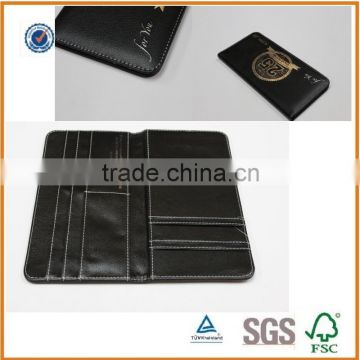 fashional genuine leather card holder/leather cheque holder /leather passport holder with stamped logo