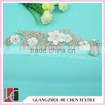 HC-2097 Top Sale Flower Shape Crystal Bead Applique for Wedding Dress ,Wholesale Crystal Hot Fix Rhinestone photo-2