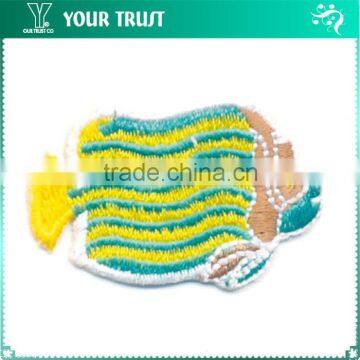 Tropical Wavy Strip Fish Embroidery Hot Applique Clothing Patches
