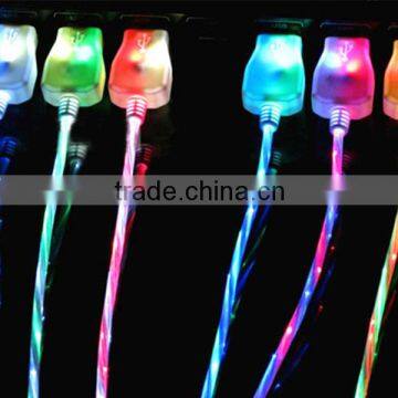 Colorful Flat Micro USB cable with LED light for iPhone