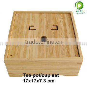 bamboo box with lid Asian tea box travel tea set