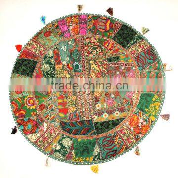 Indian Green pillow covers Indian Round cushions Meditation Yoga Cushions Indian Throw Round cushions covers