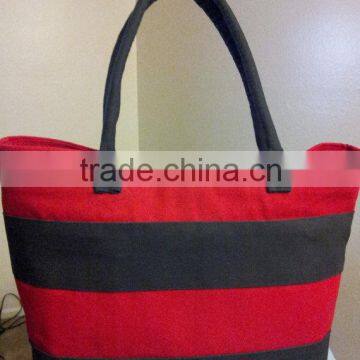 Large Black & Red Canvas Shopper Tote Bag/ Summer Bag / Carryall shopping bag canvas tote bag