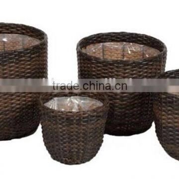 Set4 Round PE Rattan Planter Flower Pot PP Bag Inner