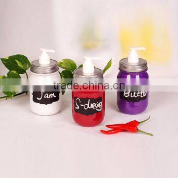 4pcs glass mason jar set with color colored glass mason jar with dispenser