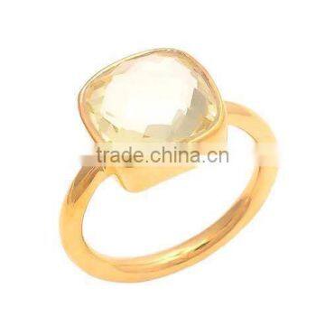 The Gopali Jewellers Lemon Topaz Natural Gemstones Ring 925 Sold Sterling Silver Ring Designer Prong Ring