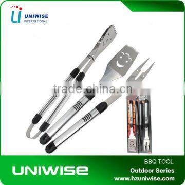New Stainless Steel 3PC BBQ Tool Set With Backcard