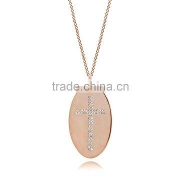 Silver/Brass With 14k Plated Rose Gold Genuine Crystal Customize Design Religions Symbol 'Christianity' Pendants Jewelry photo-1