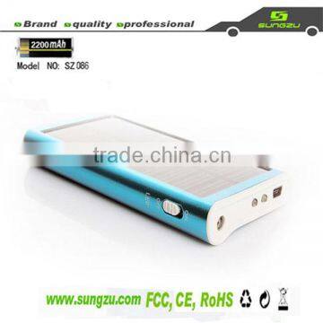 Utility and Hot Selling Sungzu Solar Charger 2200mah With LED Torch
