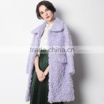 Long Style Kalgan Lamb Sheepskin Fur Coat for Fashion Ladies