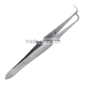 Eyebrow Tweezers Blunt Tip Serrated Satin Finished 10cm