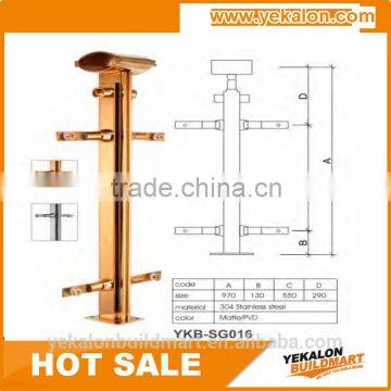 Strong stainless steel balustrade for balcony railing gold color