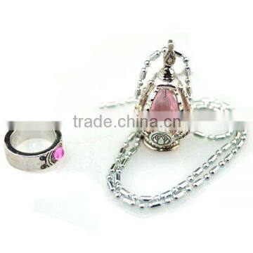 Puella Magi Madoka Magica Soul Gem Pink Necklace + Ring Cosplay Anime Panden