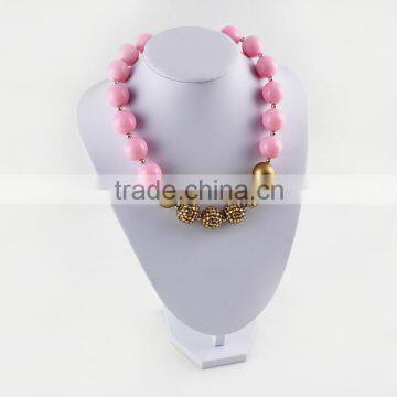 pink and gold sparker chunky bead necklace for little girl