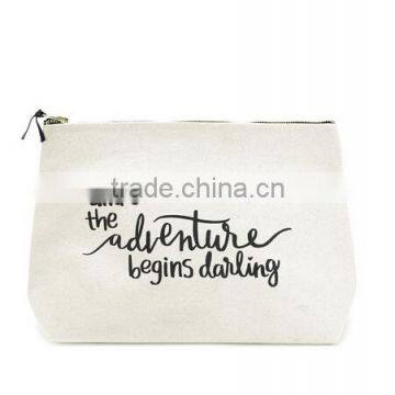 Travel Makeup Bag - Extra Large Canvas Travel Makeup Bag with Quote