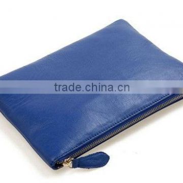 Leather Blue Flat Clutch