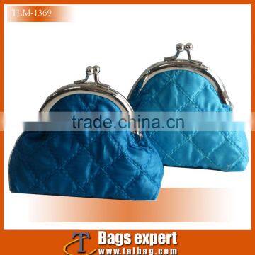 Quilted effect polyester coin purses with metal frame 2016