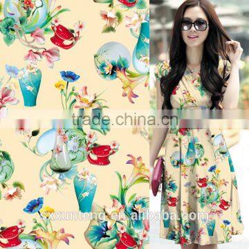 High quality polyester floral custom transfer printed fabric