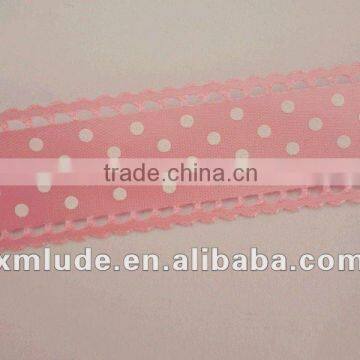 personalized lace printed ribbons/ polka dots ribbon