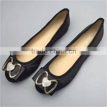 2016 Stylish Flats Shoes China Women Pump Shoes With Heart Rhinestone and Bow photo-2
