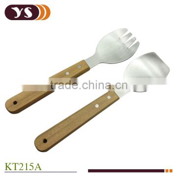 2pcs acacia wood handle salad utensil set