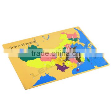 Montessori teaching material for wood puzzle map of china