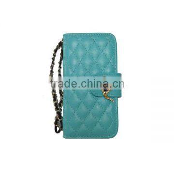 Pantech SKY Vega IM-A760S lovely blue quilted pu wristlet pouch wallet with hard case phone holder