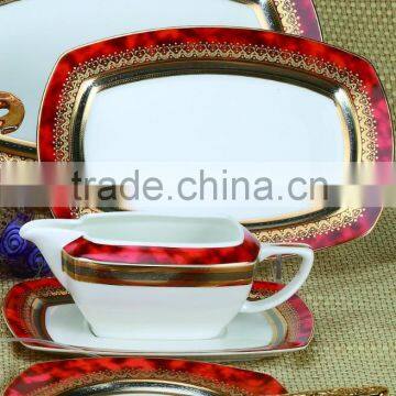 Bone China Dinnerware Set in Luxury and Royal Style of Square Shape photo-4