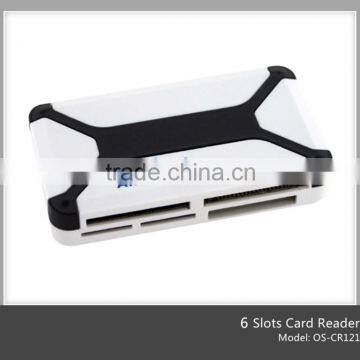 android usb smart sim card reader plastic coustom logo card reader writer with 6 slots(OS-CR121)