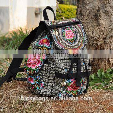 China hmong backpack bag fashion backpack bag Wholesales Newest Embroidery Canvas Shoulder Bag Backpack
