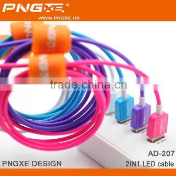 Wholesale Colorful Fast Charger Micro to 8 Pin 2 in 1 Led Usb Cable photo-5