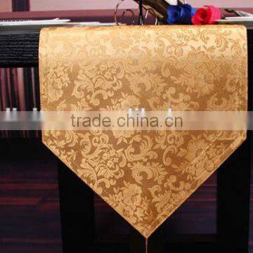 Polyester jacquard luxury table runner, wedding banquet table runner even table runner gold